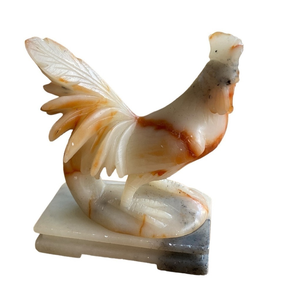 Chinese Soapstone Carved Rooster Statue Sculpture -Home Farmhouse Decor